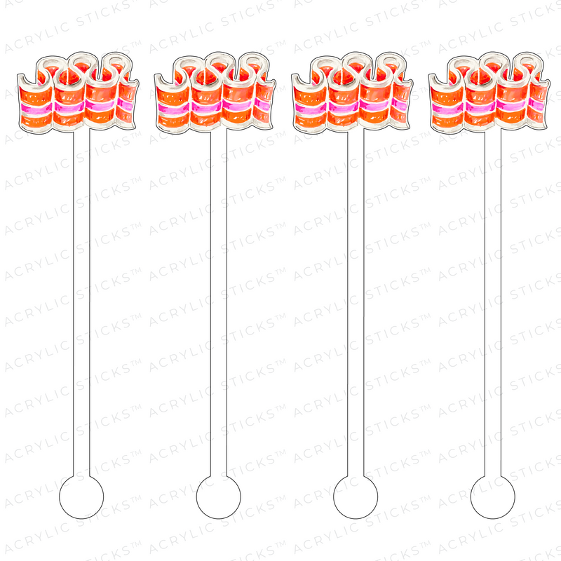 PINK & ORANGE RIBBON CANDY ACRYLIC STIR STICKS