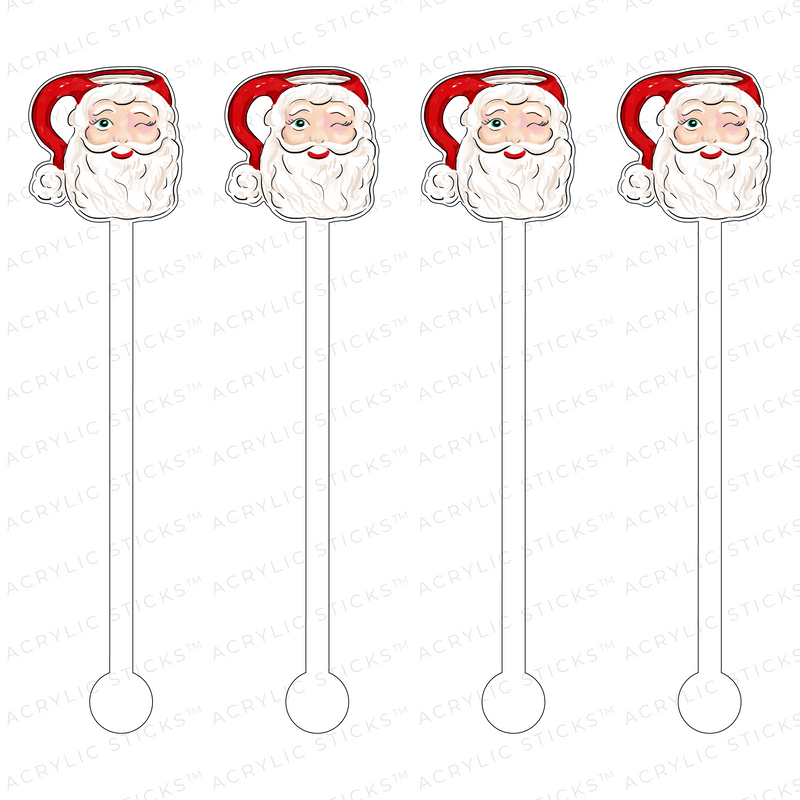 JOLLY SANTA CLAUS MUG ACRYLIC STIR STICKS