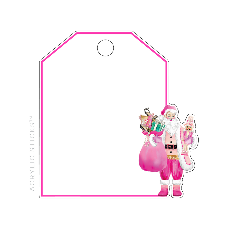 PINK COUTURE SANTA NO. 4 WRITABLE ACRYLIC GIFT TAG
