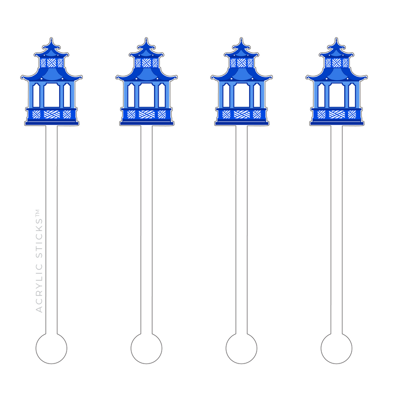 AS X TAYLOR BEACH DESIGN BLUE PAGODA ACRYLIC STIR STICKS