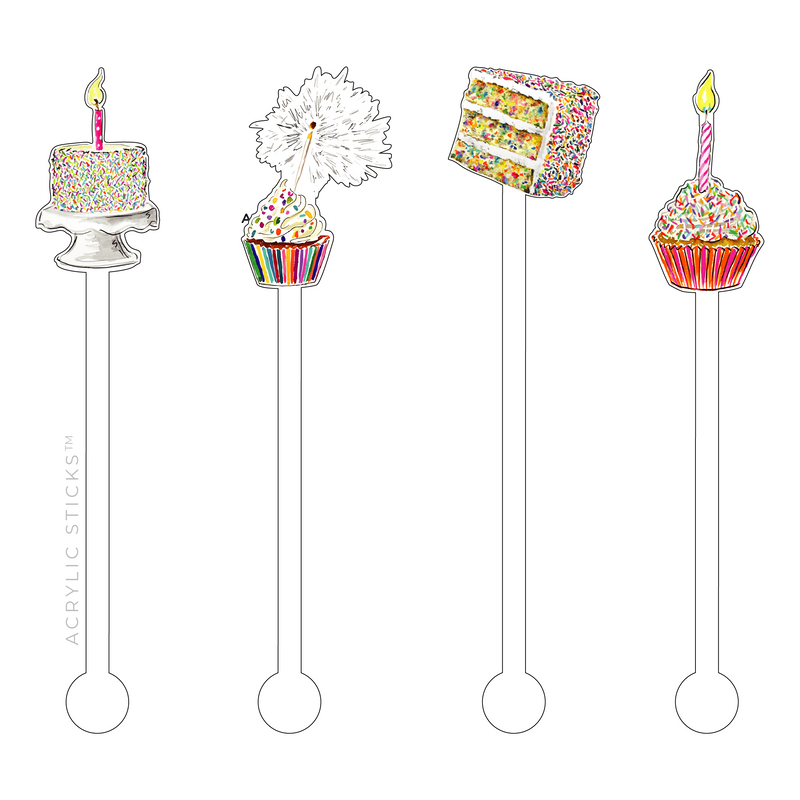 BIRTHDAY SWEETS ACRYLIC STIR STICKS COMBO