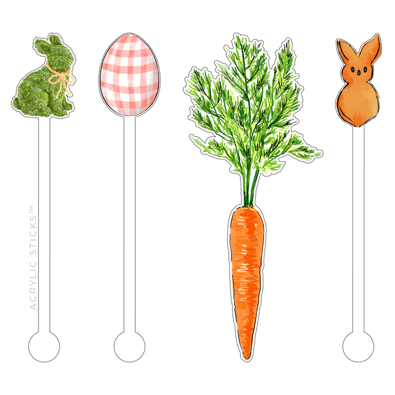 BUNNIES & CARROT ACRYLIC STIR STICKS COMBO