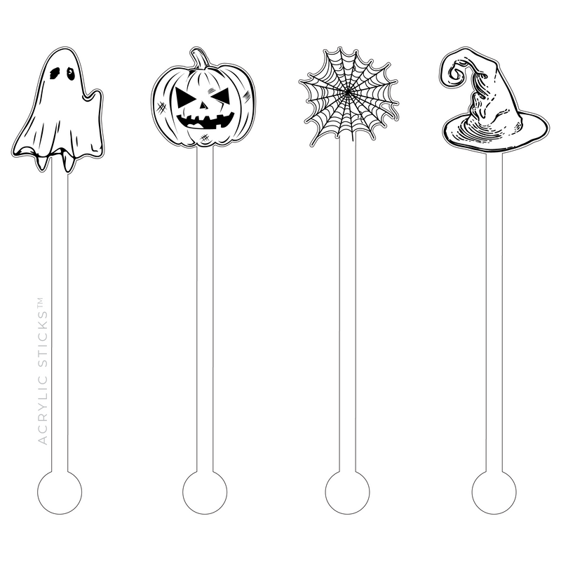 BLACK & WHITE HALLOWEEN ACRYLIC STIR STICKS COMBO