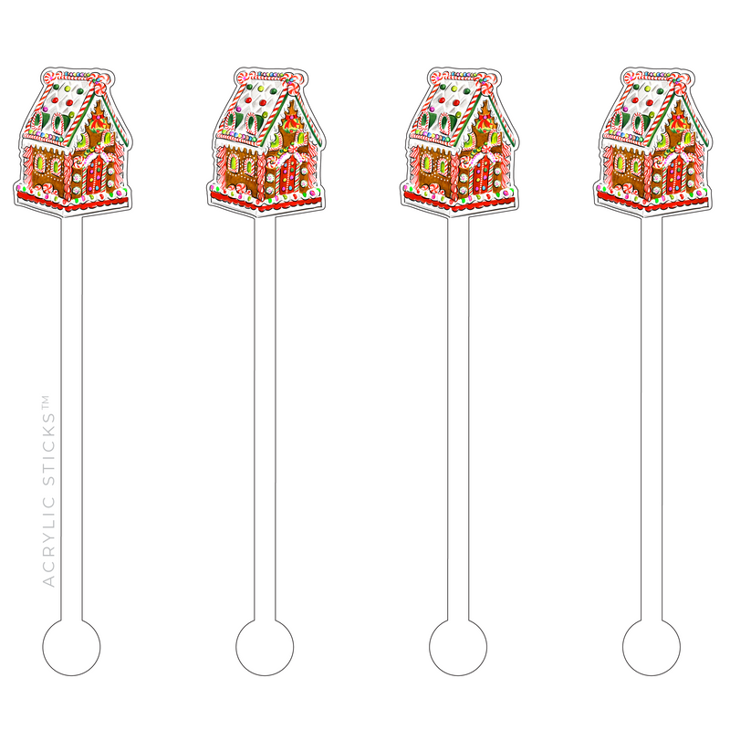 CHRISTMAS GINGERBREAD HOUSE ACRYLIC STIR STICKS