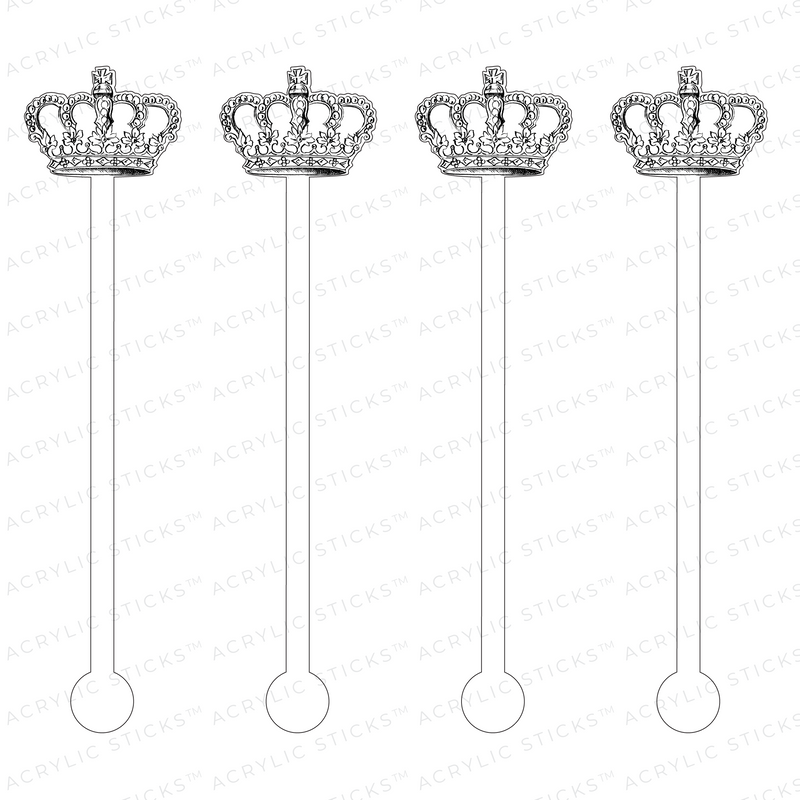 BLACK OUTLINE CROWN ACRYLIC STIR STICKS