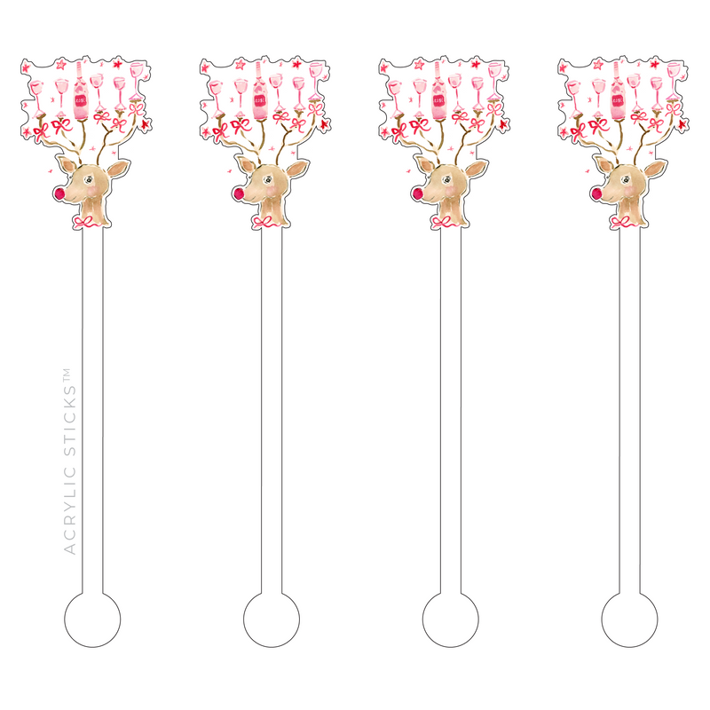 AS X EVELYN HENSON RUDOLPH THE ROSE' REINDEER ACRYLIC STIR STICKS