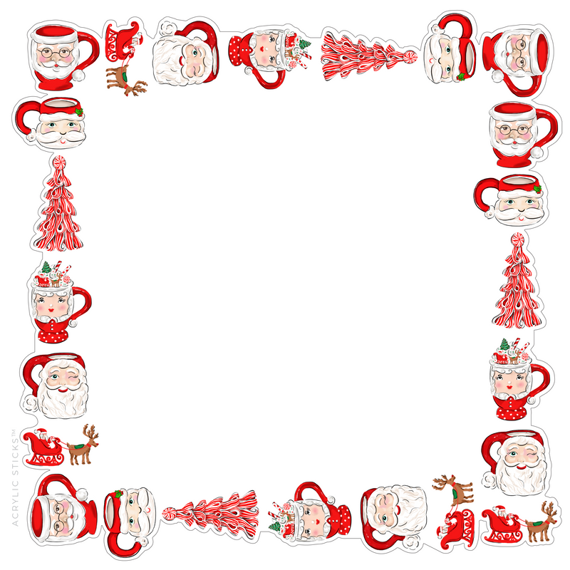 RED & WHITE CHRISTMAS ACRYLIC FRAMED CHARCUTERIE & SNACK BOARD