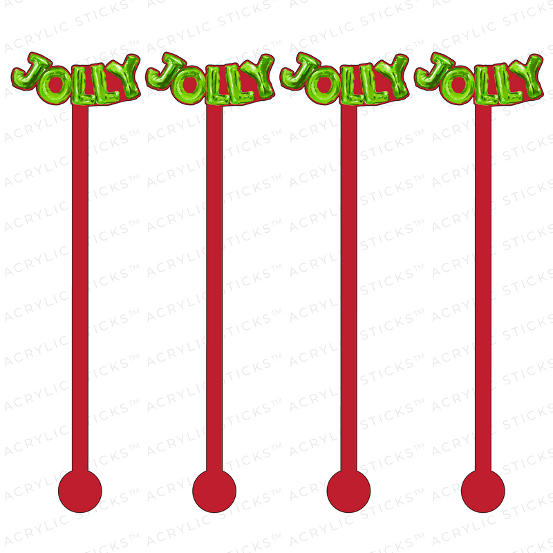 GREEN JOLLY ON RED ACRYLIC STIR STICKS