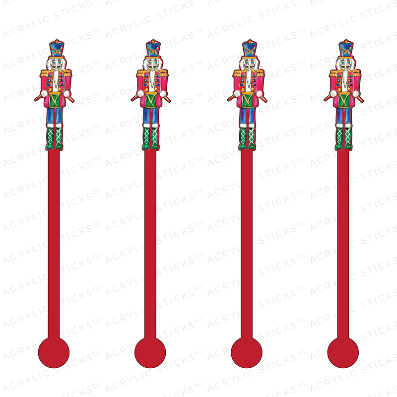 CHRISTMAS NUTCRACKER ON RED ACRYLIC STIR STICKS