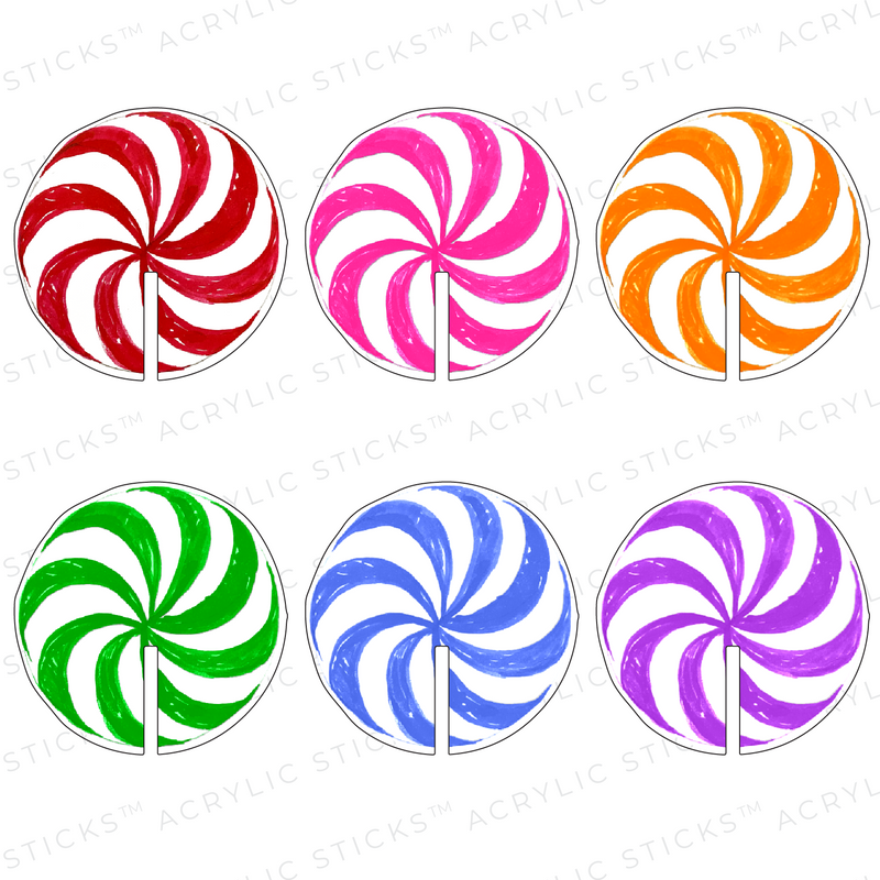 COLORFUL PEPPERMINT WHEELS ACRYLIC DRINK CLIP COMBO