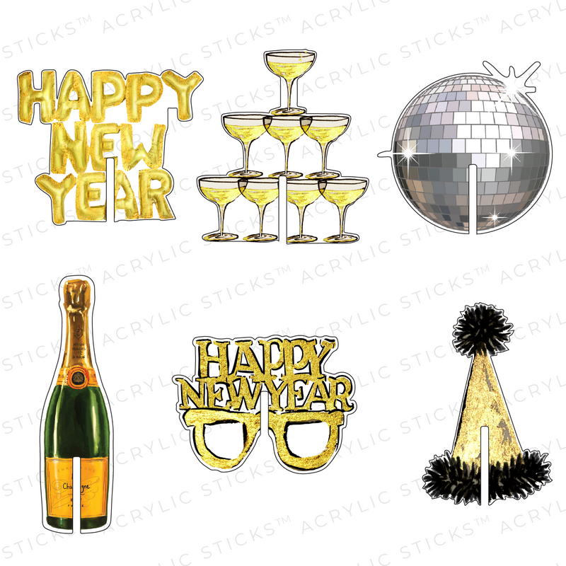 HAPPY NEW YEAR ACRYLIC DRINK CLIP COMBO