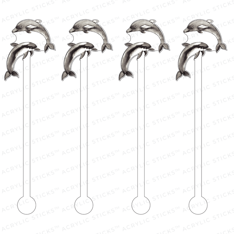 GRAY DOLPHINS ACRYLIC STIR STICKS