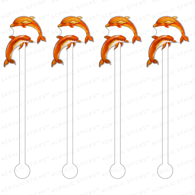 TANGERINE DOLPHINS ACRYLIC STIR STICKS