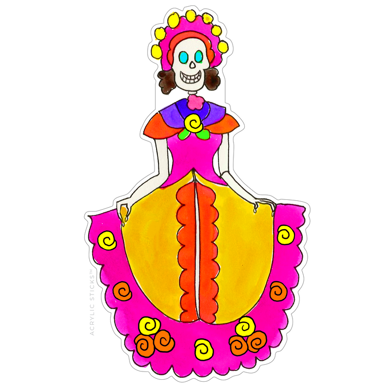 PRE-ORDER ITEM!! DAY OF THE DEAD SENORITA ACRYLIC CHARCUTERIE BOARD