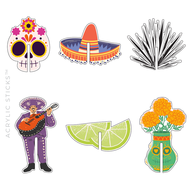 DAY OF THE DEAD ACRYLIC DRINK CLIP COMBO