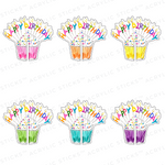 HAPPY BIRTHDAY SPRINKLE CUPCAKE ACRYLIC DRINK CLIP COMBO