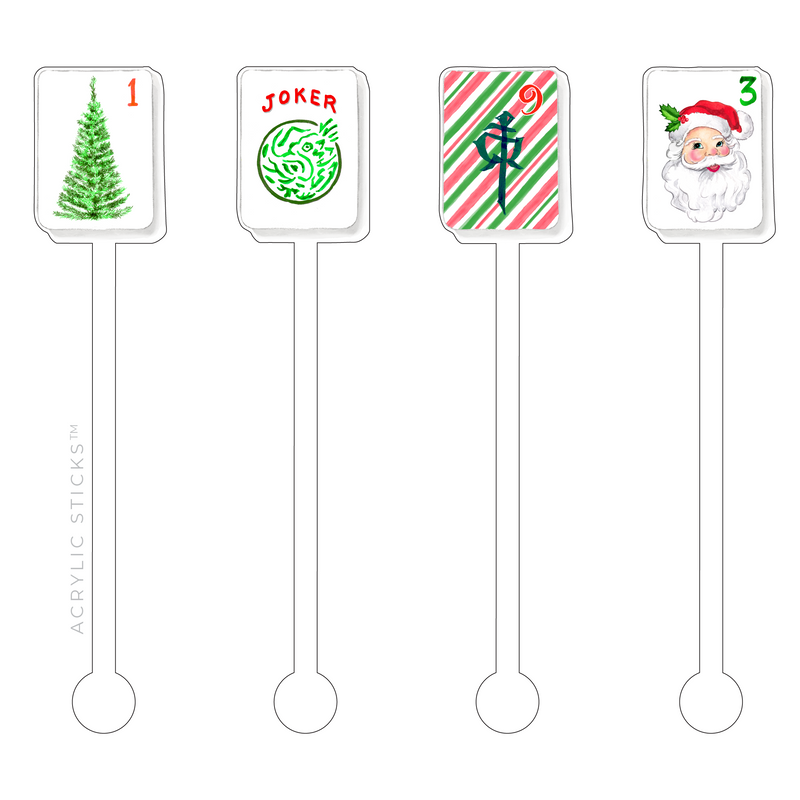 XMAS MAHJONG ACRYLIC STIR STICKS COMBO