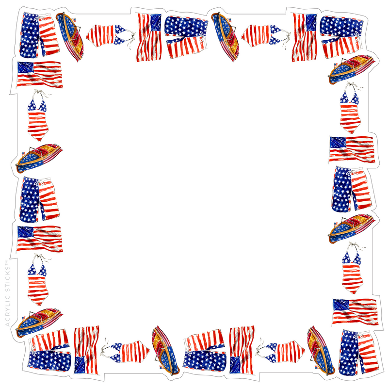 PRE-ORDER ITEM!! PATRIOTIC POOL PARTY ACRYLIC FRAMED CHARCUTERIE & SNACK BOARD