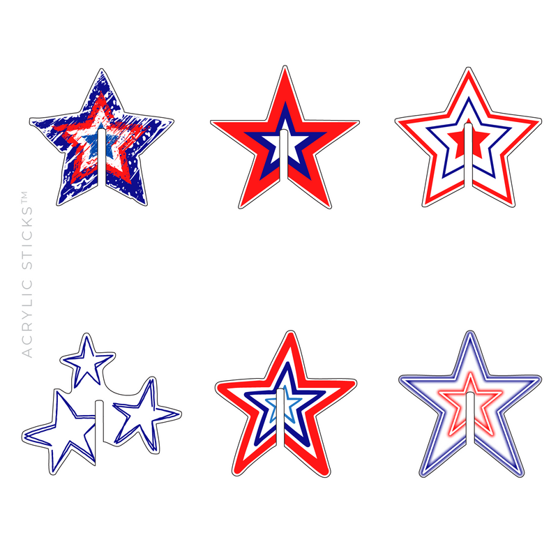 PATRIOTIC STARS ACRYLIC DRINK CLIP COMBO