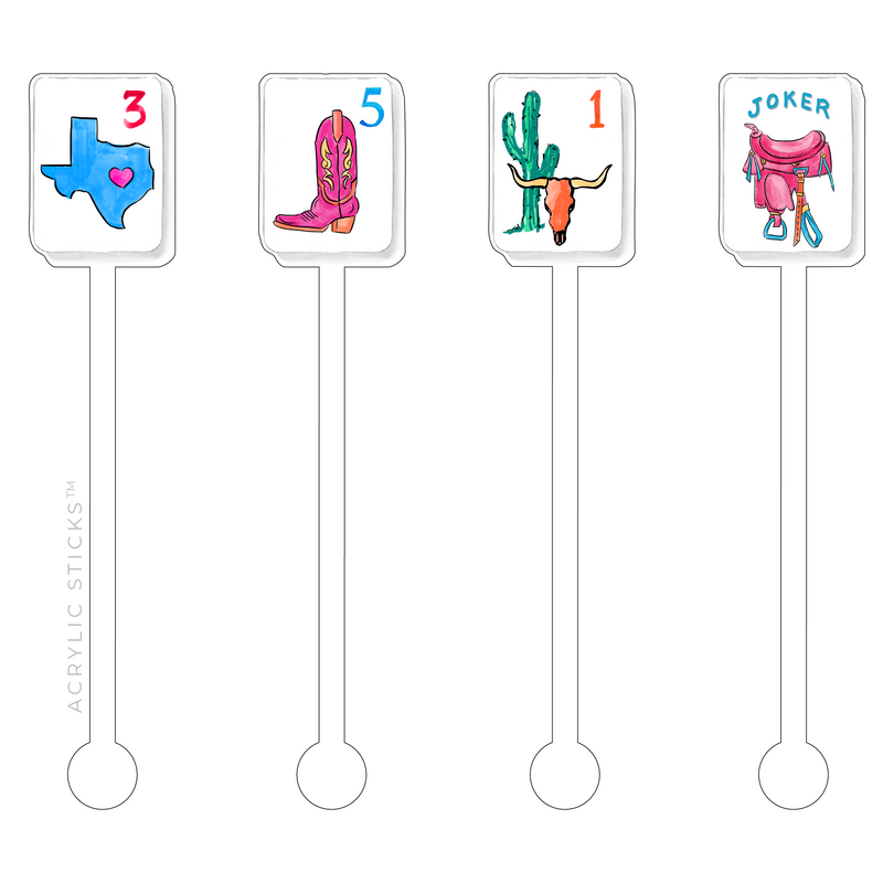 TEXAS MAHJONG TILES ACRYLIC STIR STICKS COMBO