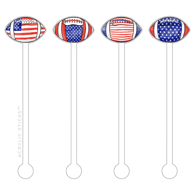 PATRIOTIC FOOTBALLS ACRYLIC STIR STICKS COMBO