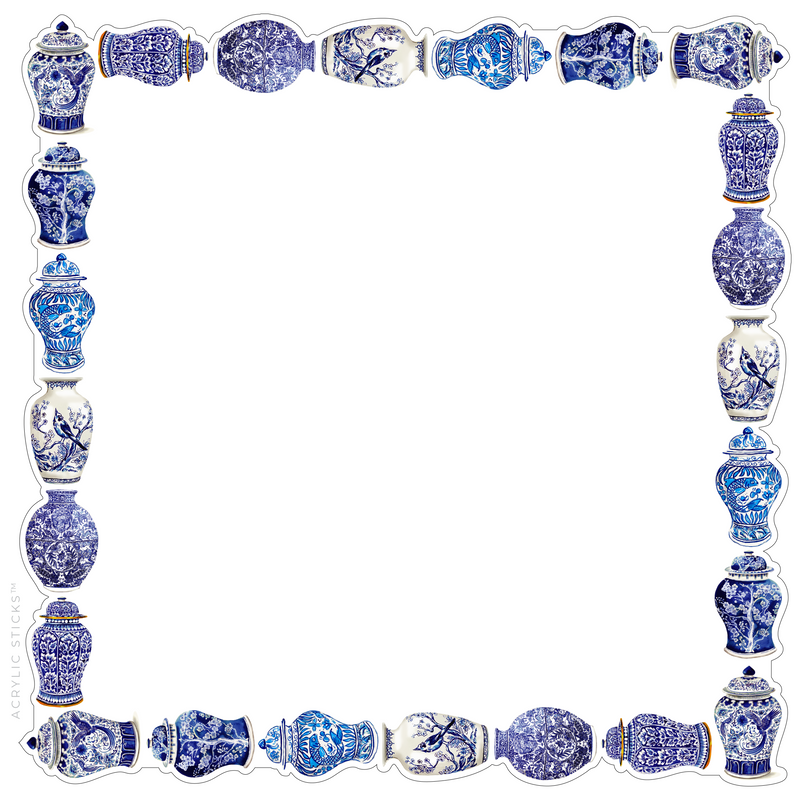 PRE-ORDER ITEM!! BLUE & WHITE CHINOISERIE GINGER JARS ACRYLIC FRAMED CHARCUTERIE BOARD