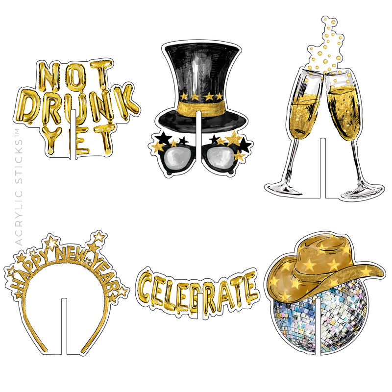 NEW YEAR'S CELEBRATION ACRYLIC DRINK CLIP COMBO