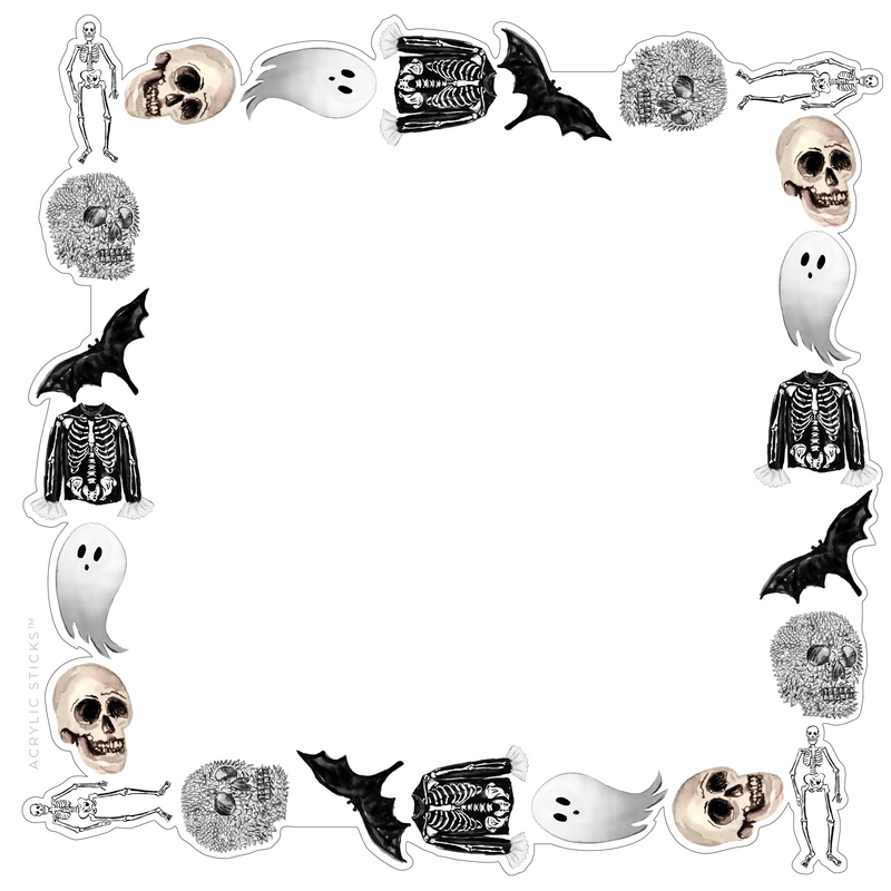PRE-ORDER ITEM! IT'S A BLACK & WHITE HALLOWEEN ACRYLIC FRAMED CHARCUTERIE & SNACK BOARD