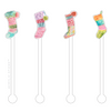 KNITTED HOLIDAY STOCKINGS ACRYLIC STIR STICKS COMBO