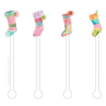 KNITTED HOLIDAY STOCKINGS ACRYLIC STIR STICKS COMBO