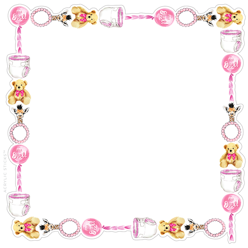 PRE-ORDER ITEM!!  IT'S A GIRL ACRYLIC FRAMED CHARCUTERIE & SNACK BOARD