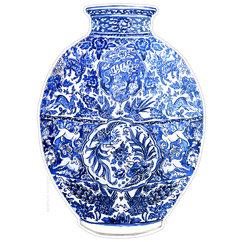 PRE-ORDER ITEM!! EXOTIC ANIMALS BLUE & WHITE GINGER JAR ACRYLIC CHARCUTERIE & SNACK BOARD
