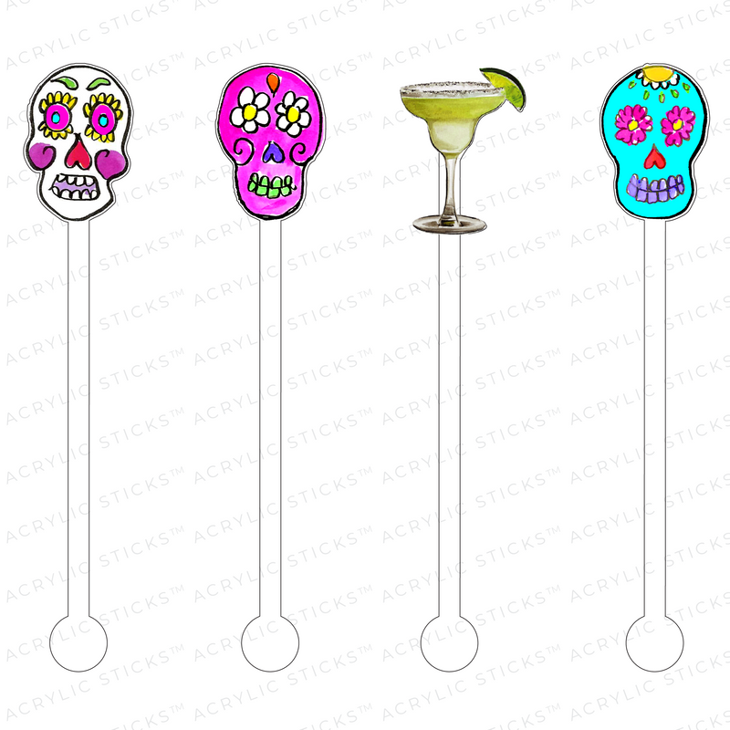 SUGAR SKULLS CELEBRATION ACRYLIC STIR STICKS COMBO