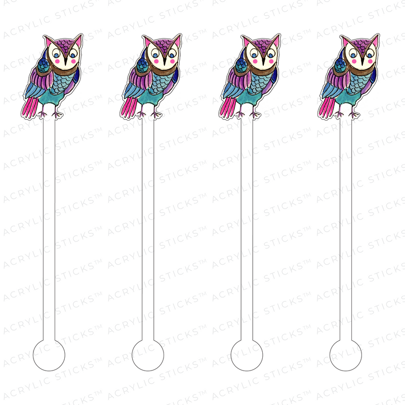 VINTAGE OWL ACRYLIC STIR STICKS
