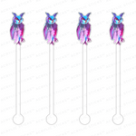 PURPLE & PINK WATERCOLOR OWL ACRYLIC STIR STICKS