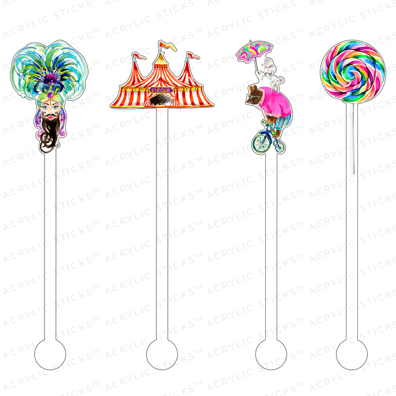 LIFE IS A CIRCUS ACRYLIC STIR STICKS COMBO