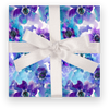 ORCHID BLUE WATERCOLOR ANEMONES DESIGNER GIFT WRAP ROLL