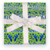 BLUE LIME CHINOISERIE DESIGNER GIFT WRAP ROLL