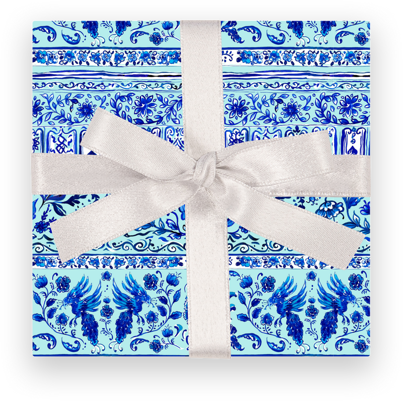TIFFANY BLUE CHINOISERIE DESIGNER GIFT WRAP ROLL