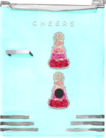 PINK OMBRE WEDDING CAKE DESIGNER ACRYLIC MAGNET*