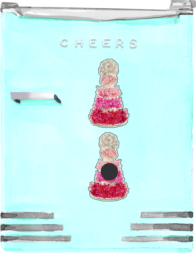 PINK OMBRE WEDDING CAKE DESIGNER ACRYLIC MAGNET*