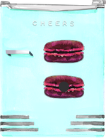 RASPBERRY MACARON DESIGNER ACRYLIC MAGNET*