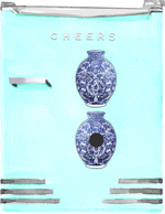 EXOTIC ANIMALS BLUE & WHITE GINGER JAR DESIGNER ACRYLIC MAGNET*