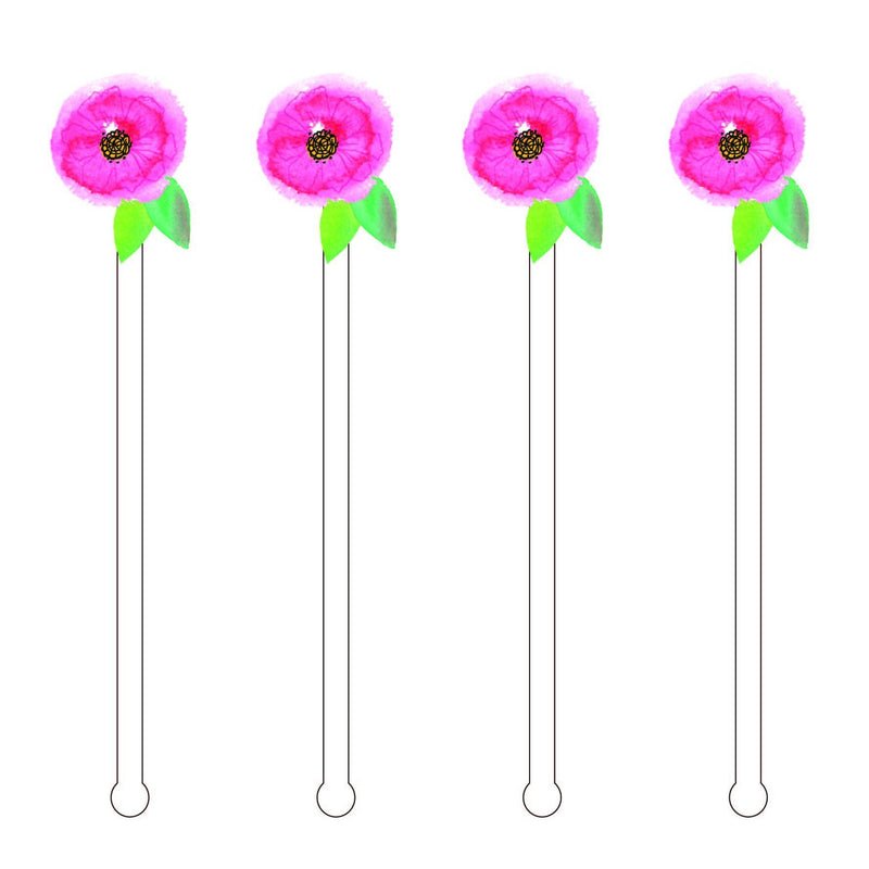 DAINTY PINK BLOOM MINIKIN ACRYLIC STIR STICKS