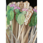 CUSHION CACTUS WITH PINK BLOOM ACRYLIC STIR STICKS