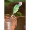 CUSHION CACTUS WITH PINK BLOOM ACRYLIC STIR STICKS