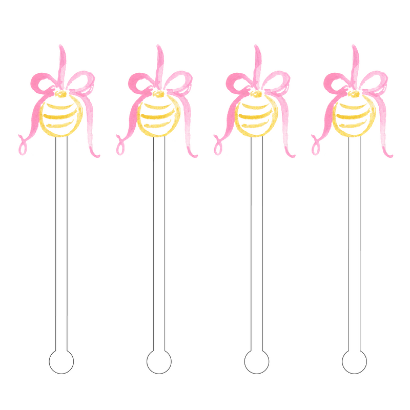 PINK & GOLD ORNAMENT ACRYLIC STIR STICKS