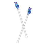 BLUE WATERCOLOR OWL ACRYLIC STIR STICKS