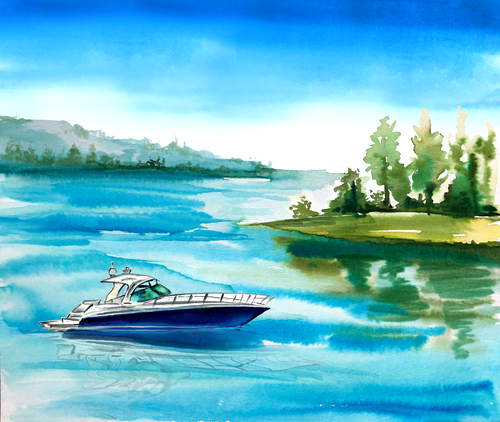 LAKE SCENE ACRYLIC STIR STICKS