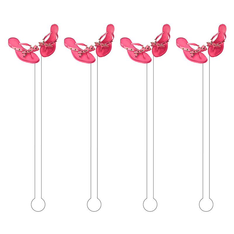 PINK FASHION FLIP FLOPS ACRYLIC STIR STICKS
